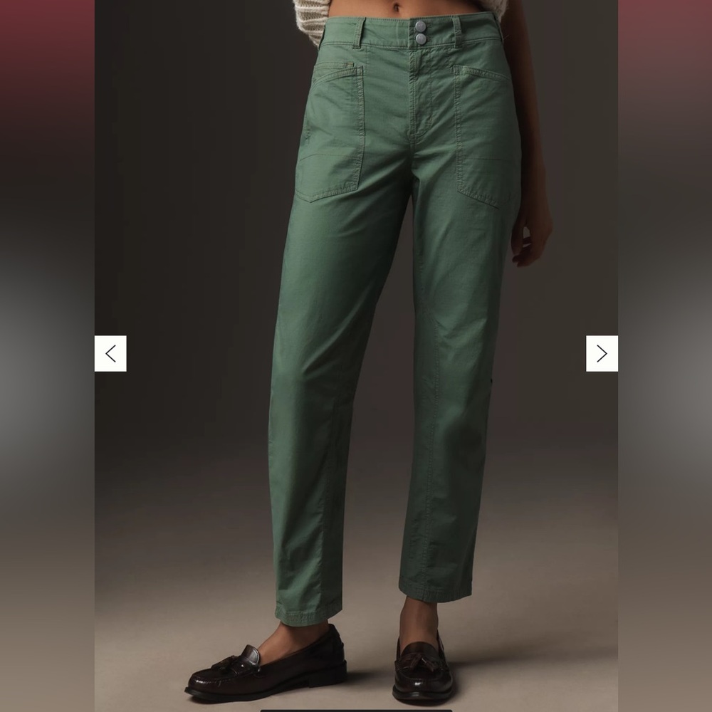 Pilcro Olive Green High-Rise Straight Leg Pants
